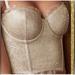 Victoria’s Secret Dream Angels Fashion Show Gold Chantilly Lace Mini Bustier